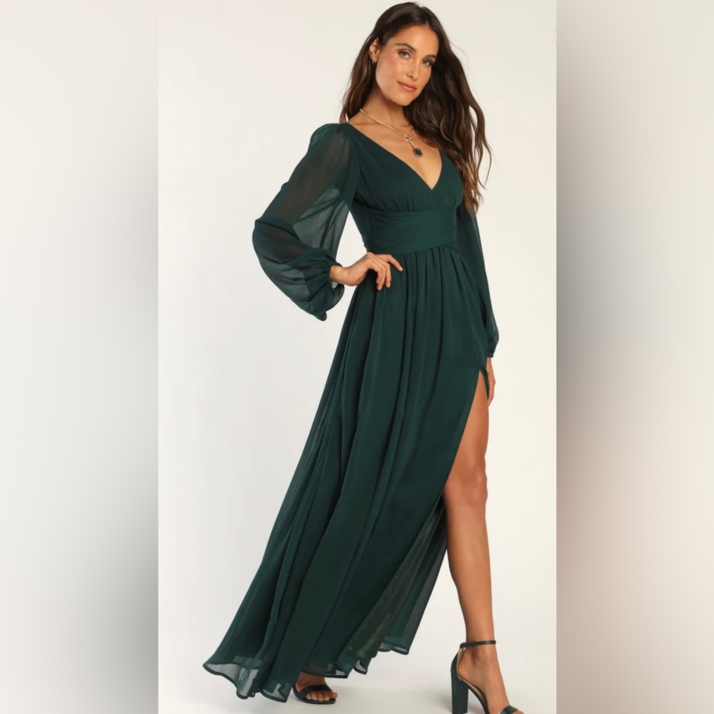 NWT Lulu’s Emerald Green Maxi Dress